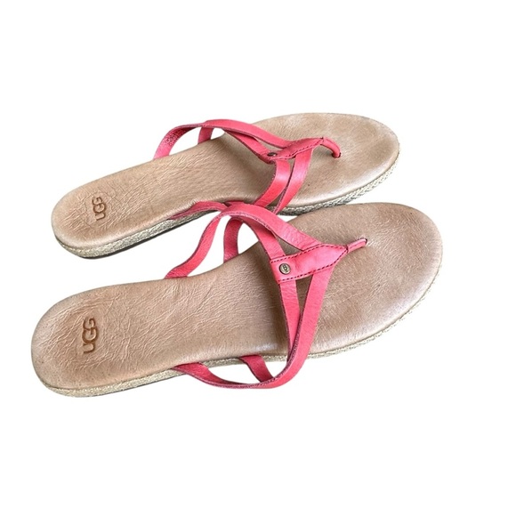 UGG Annice Pink  Leather Flip Flop Style Sandals Sz 9 - Picture 4 of 8